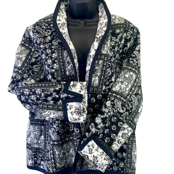 BonWorth Jackets & Blazers - Bonworth Vintage Bandana Paisley Quilted Jacket GrandmaCore Black White Large
